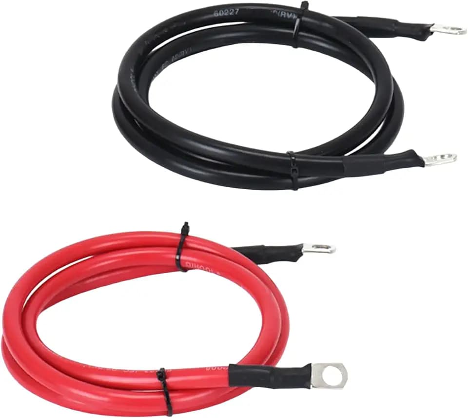 4 AWG Battery Cable 4 Gauge Pure Copper Battery Inverter Cables with 5/16 in Lugs Both Ends Power Inverter Wire Set for Automotive Solar Power Inverter Marine Boat RV Car Motorcycle (4FT)