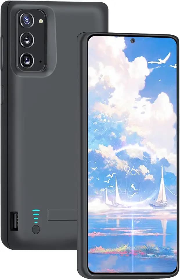 Upgraded Battery Case for Samsung Galaxy Note 20 5G, 6000mAh Rechargeable Extended Battery Charging Charger Case, Add 100% Extra Juice (6.7 Inches) Black