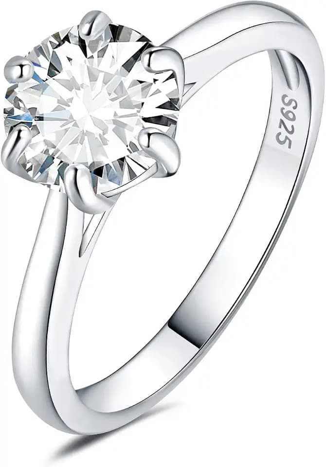 JewelryPalace 0.5ct 1ct 1.5ct Rund Moissanite Solitär Promise Ring Damen, Schmuck Set, Verlobungsring Damenring Silber 925 mit Stein Frauen, Simulierte Diamant Eheringe Silberringe Rosegold Gold
