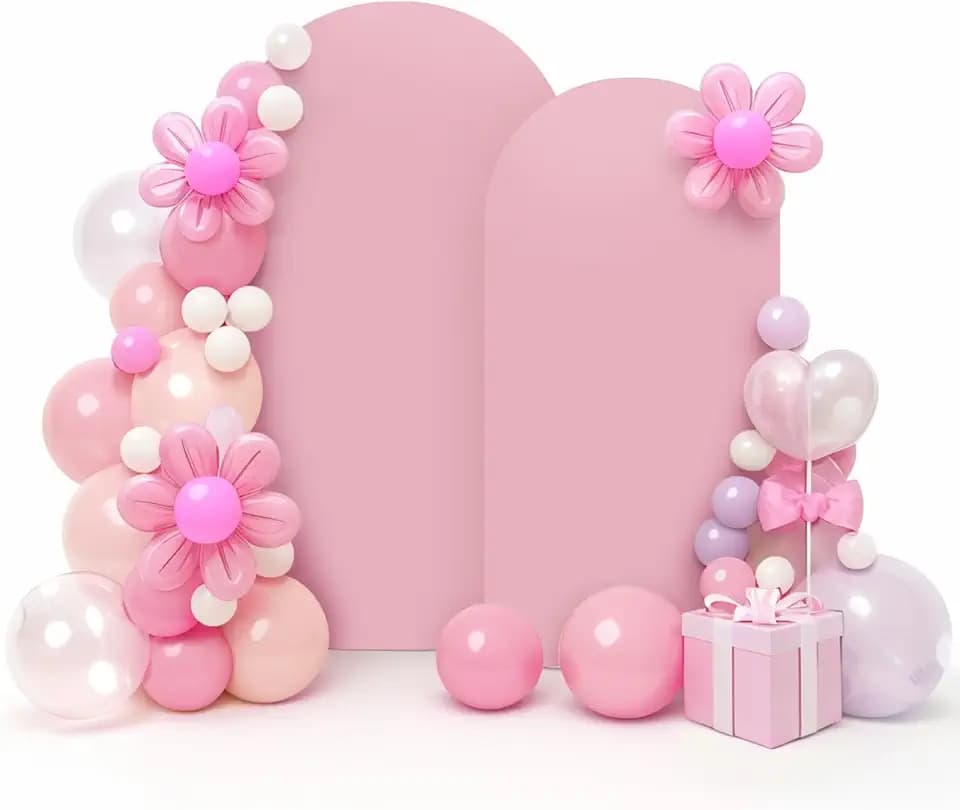 LEBENGURU Set of 2 Spandex Arch Backdrop Stand Covers Dusty Pink, 6.6/7.2FT