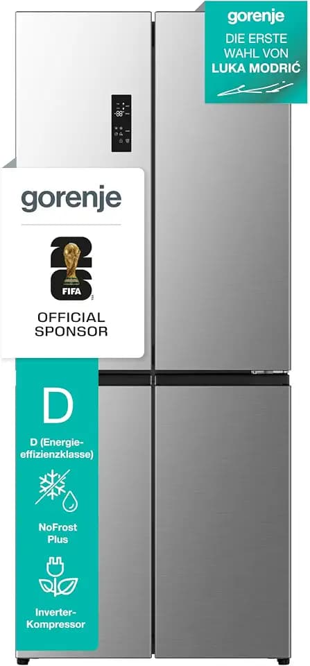 Gorenje NRM819D61X Cross Door, 460L, CrispZone mit Feuchteregler, Frischbox mit Multifunktion, Eisbox, Fastfreeze, NoFrost, Inverter-Kompressor,BxHxT: 79,4×190×65 cm, Edelstahl