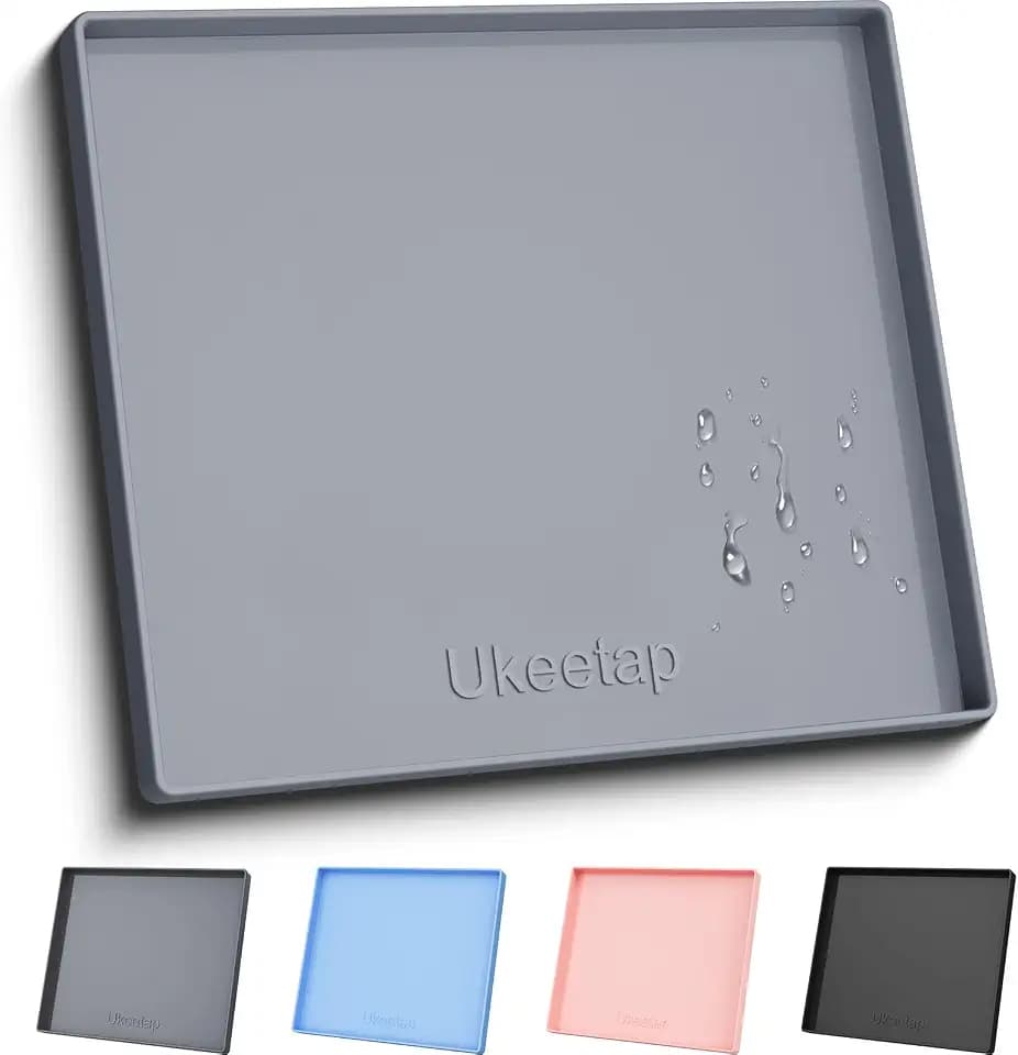 22" x 19" Extra Thick Silicone Mat Waterproof with Raised Edge, Gray