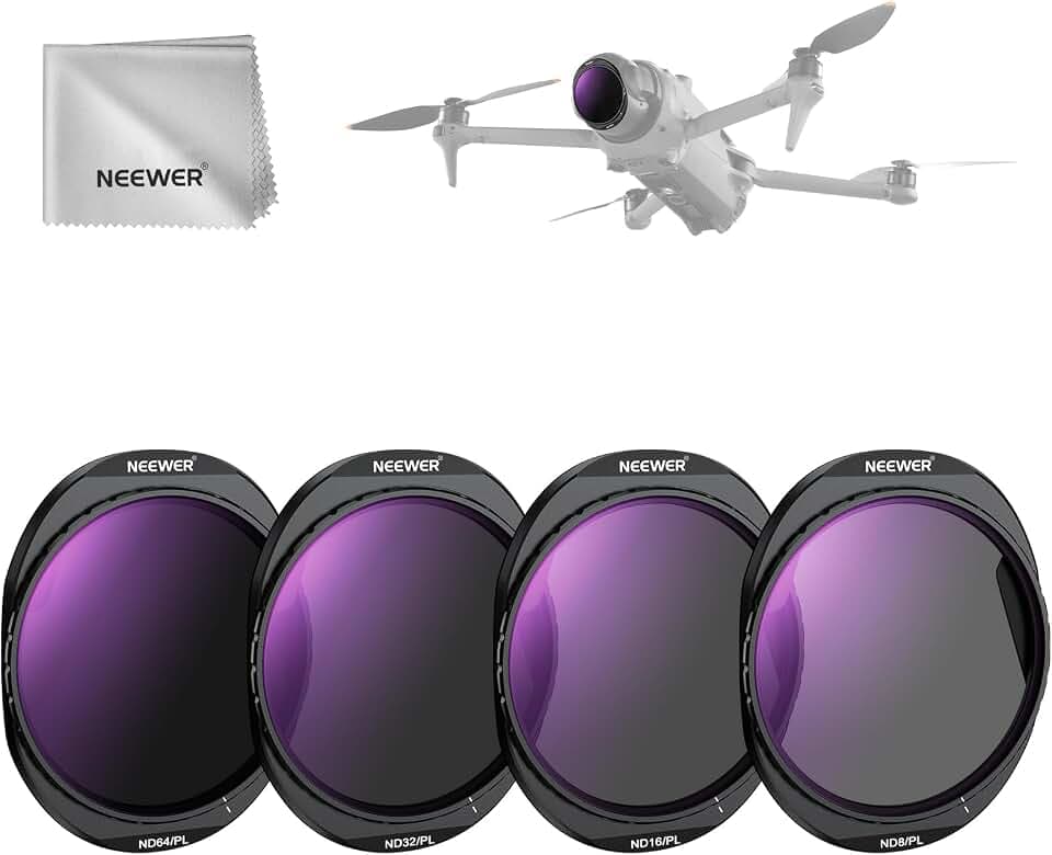 NEEWER ND Filter Set Kompatibel mit DJI Mavic 4 Pro, 4er Pack, ND8/PL + ND16/PL + ND32/PL + ND64/PL, mehrfach beschichtetes HD Optikglas, Graufilter Polfilter für Drone Objektive mit Aufbewahrungsbox