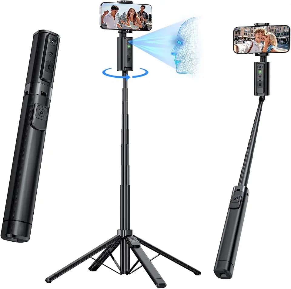 UBeesize 67" Auto Face Tracking Phone Tripod with Remote, 360° Rotation