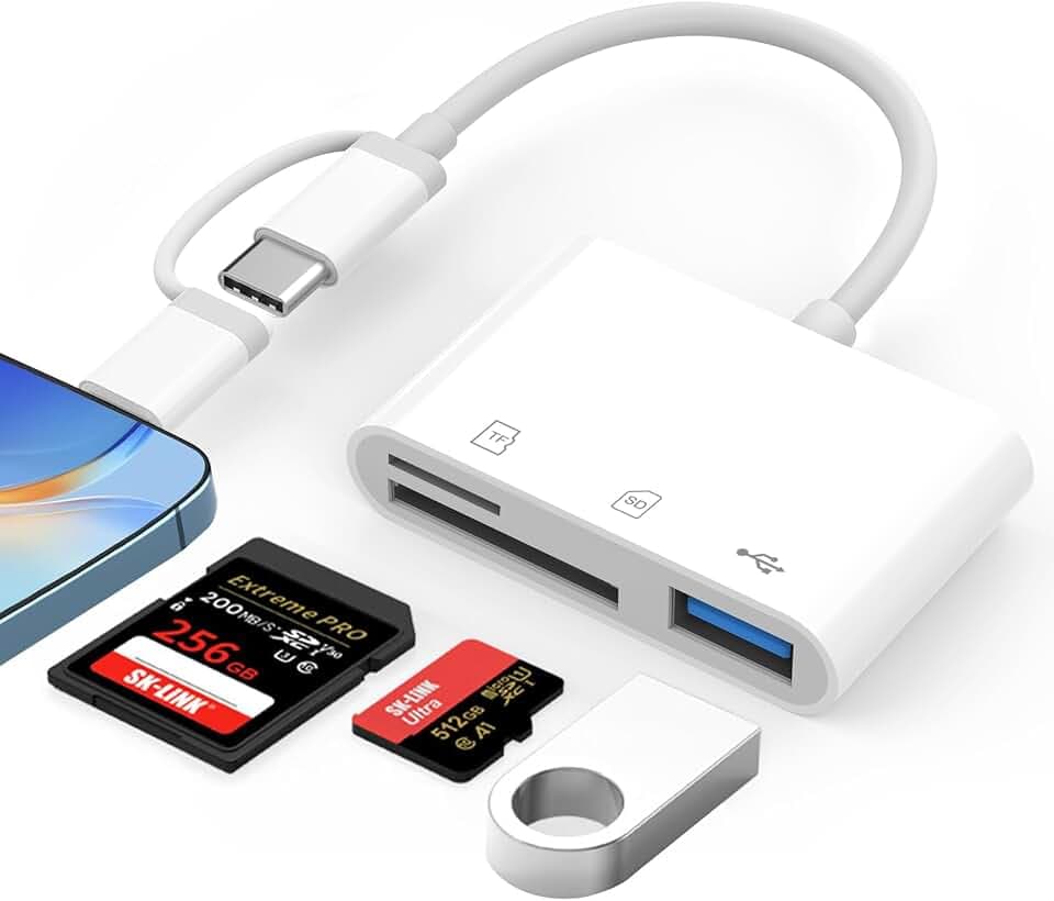 3 in 2 SD Kartenleser für iPhone iPad, SD Card Reader für iPhone SD Adapter für iPhone SD Karten Adapter für iPhone Typ C Kartenleser für iPhone 15/14/Pro Max/Pro/Plus/Pad Pro/MacBook Pro/Air