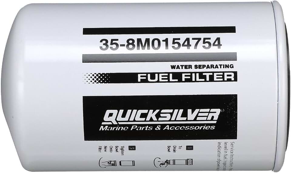 Quicksilver Water Separating Fuel Filter for Select Yamaha 2-Stroke and 4-Stroke Outboards - Replaces Sierra 18-7866, 18-78866, Yamaha MAR-FUELF-IL-TR; MAR-10MEL-00-00