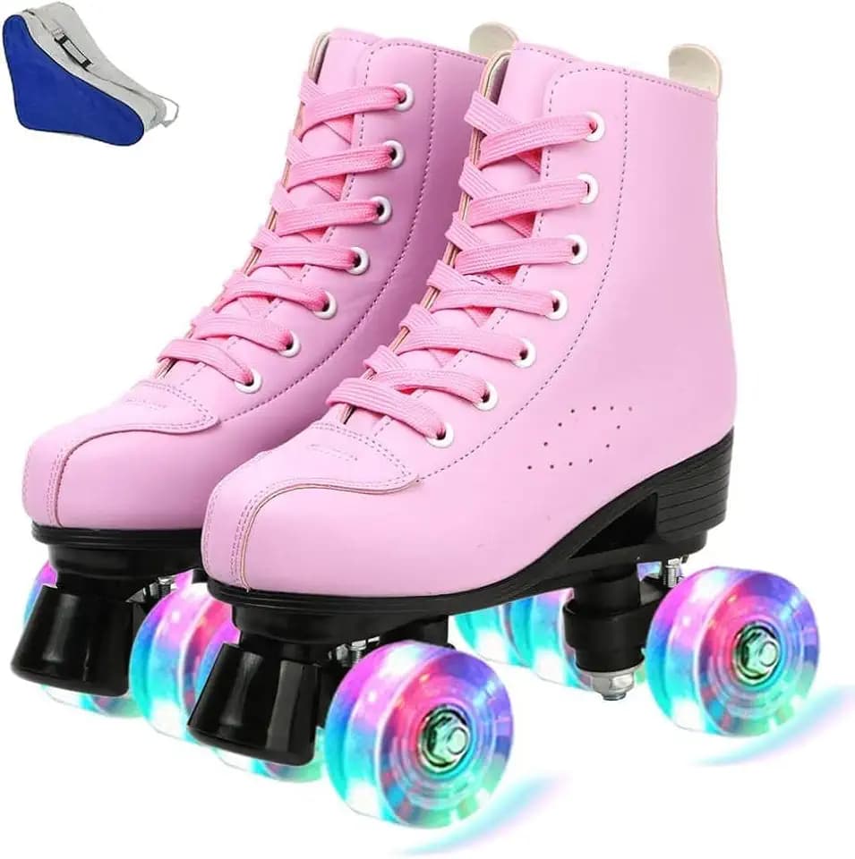 Jessie PU Leather Skates - Premium Adjustable Four-Wheel Roller Skates for Women, Men, Boys & Girls - Indoor & Outdoor