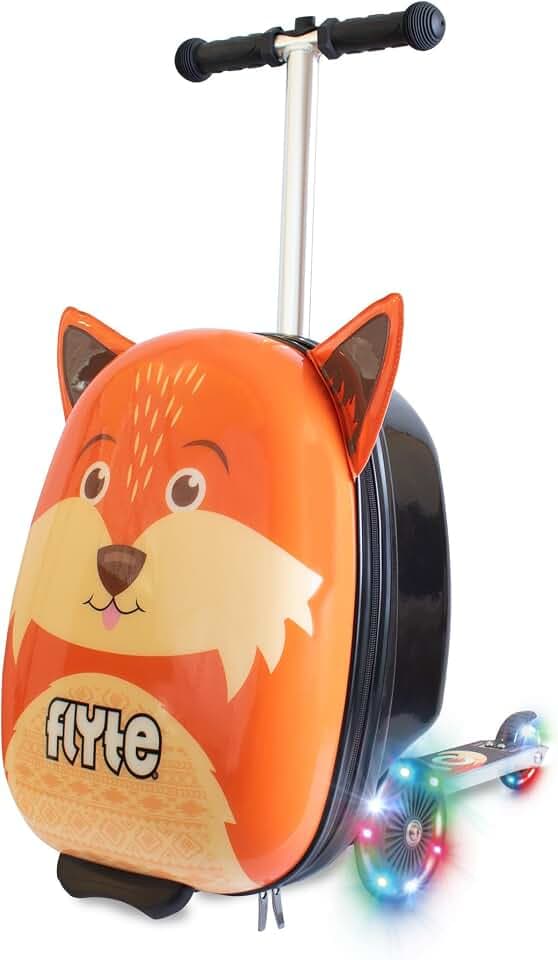 Flyte Scooter Koffer - 2-in-1, 45 cm Reisekoffer Kinder, 25 Liter Fassungsvermögen Kinderkoffer Handgepäck, Reisetasche Kinder mit Rollen, Hartschalenkoffer Kinderreisetasche