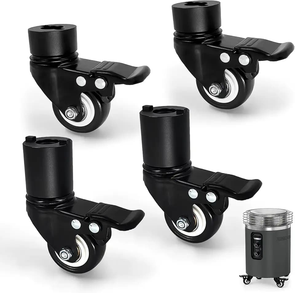 4-Wheel Mobility Kit for Easy Repositioning – Compatible with Ninja Fireside360 Outdoor Heater and Fire Pit – 2 Inch 360° Swivel Casters with Locking Brakes, Quiet-Roll PP Wheels, Solid Aluminum Base