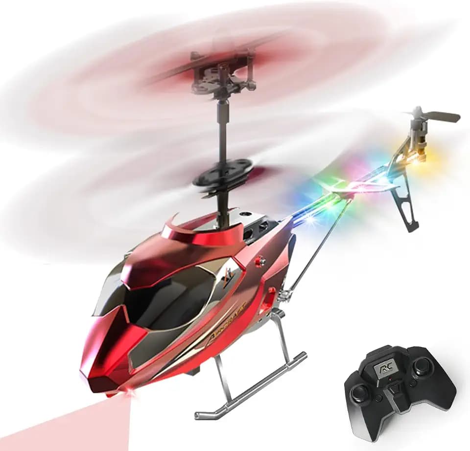 VATOS RC-Hubschrauber für Jungen, 2.4G Ferngesteuerter Hubschrauber mit LED-Licht für Kinder ab 12 Jahren, Feste Höhe, Start mit Einer Taste, RC-Flugzeuge Jungen und Erwachsene