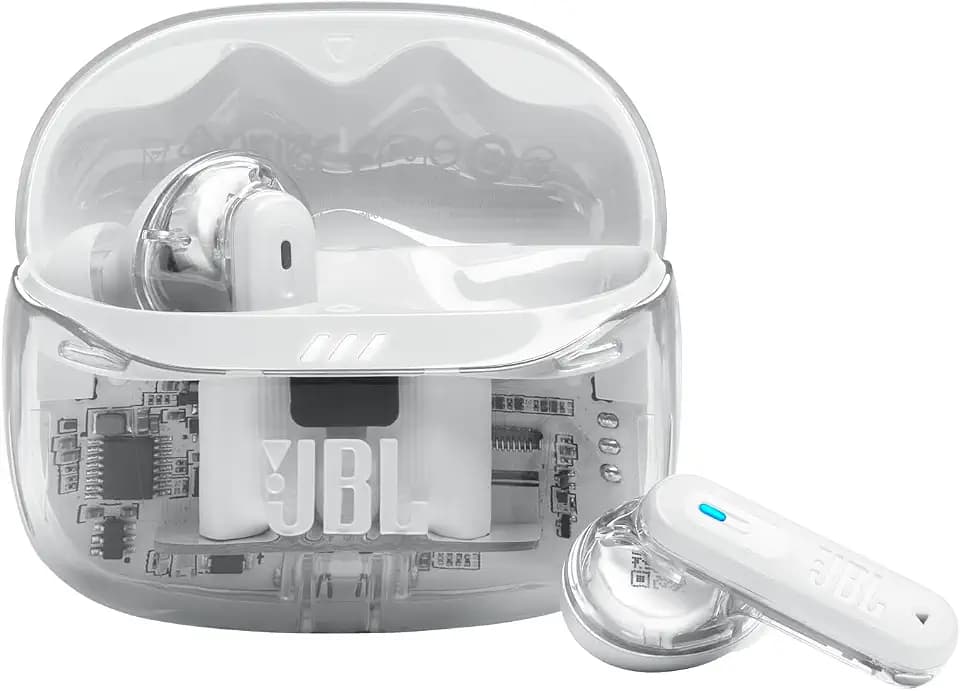 JBL Tune Beam Ghost 2, Kabellose Bluetooth-In-Ear-Kopfhörer mit Noise-Cancelling, 48 h Wiedergabezeit, IP54 wasser - und staubgeschützt, Multipoint-Verbindung, ergonomisches Design, White Ghost