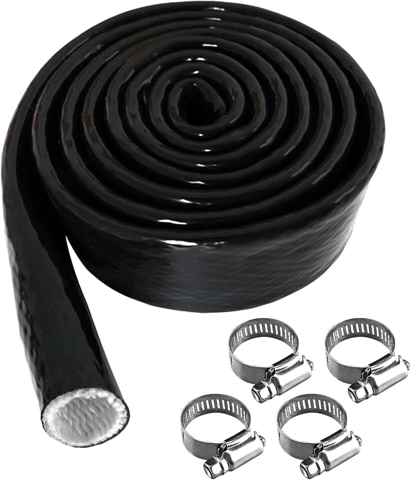 Silicone Wire and Fuel Line Heat Shield Sleeve for Auto, 3/4" I.D. x 5FT