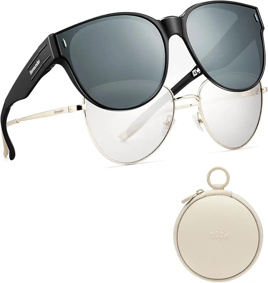BENEUNDER Polarized Fit Over Sunglasses for Womens & Men, Lightweight Folding Sunglasses for Nearsightedness