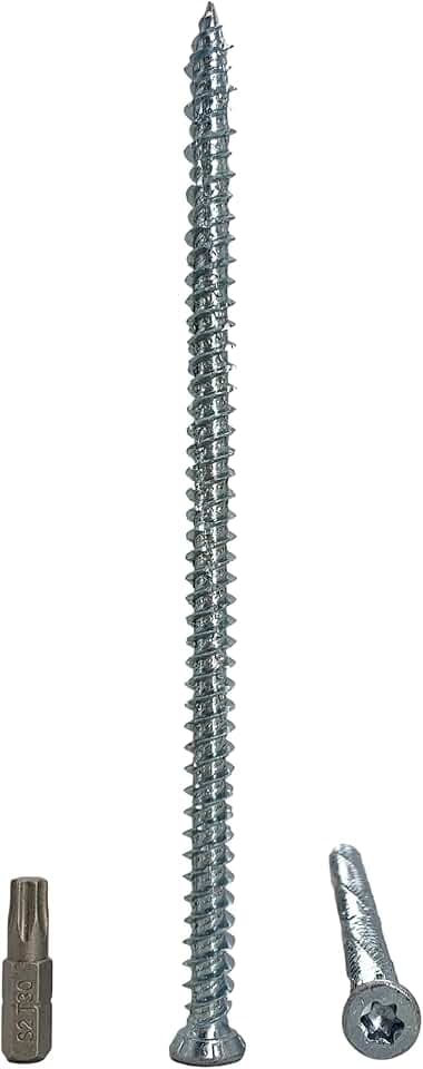 (50 Stück) Verzinkter Stahl 7,5 x 152 mm Betonrahmenschrauben Holzschrauben Torxkopf Mauerwerk Schraube Flachkopf (50, 7,5 x 152 mm)
