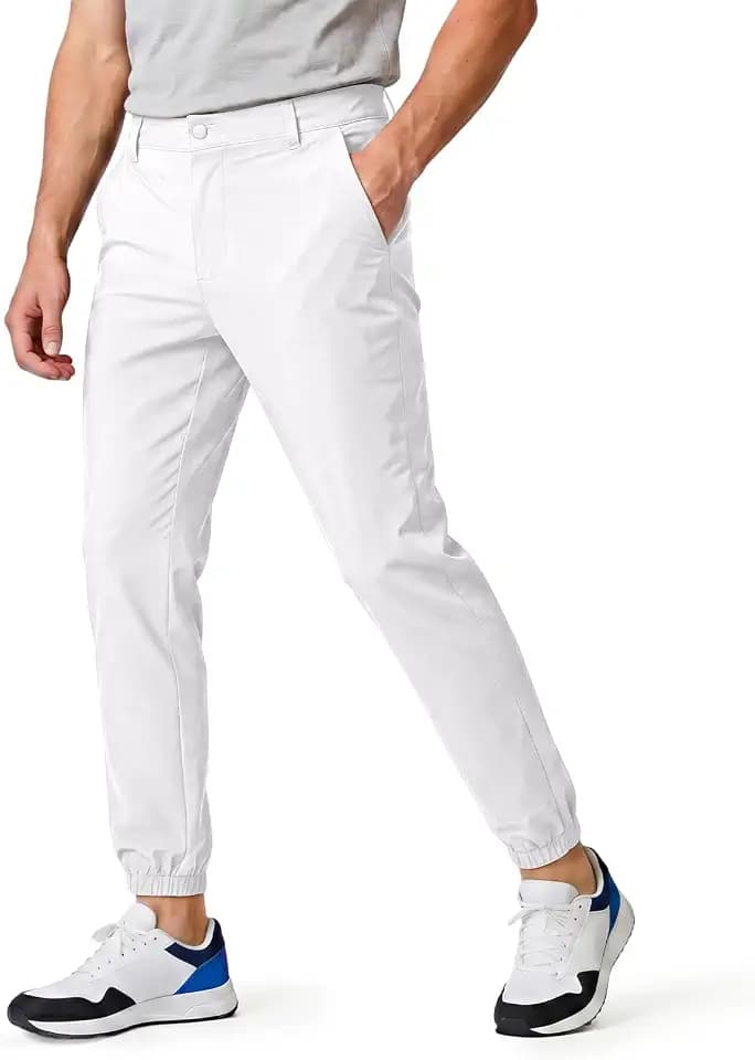 GINGTTO Mens Golf Pants Joggers Slim Fit Tapered Stretch Black 28in Inseam
