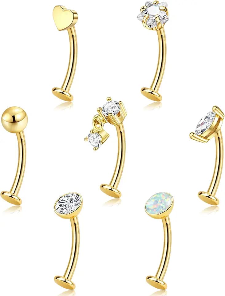 ORAZIO 7 Pcs Hypoallergenic Floating Belly Button Rings for Women Flat Back