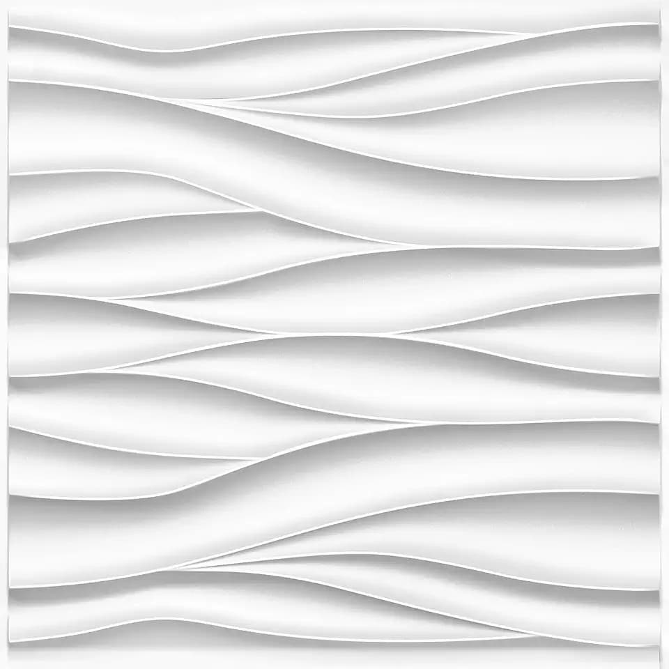 STICKGOO Wave 3D Wall Panels, White, 19.7" x 19.7", 12 Pack