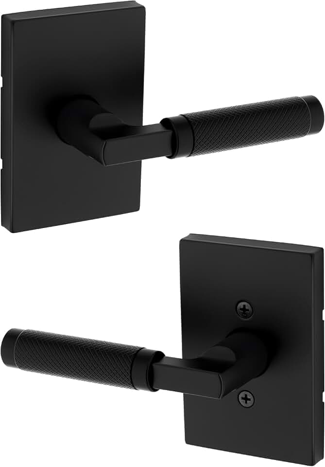 Kwikset Prava Türgriff für den Innenbereich, Türgriff für Schrank- und Flurtüren, reversibel, nicht verriegelnd, Mattschwarz, mit Microban-Schutz