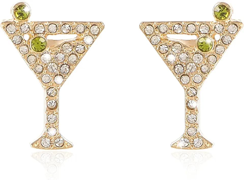 Martini Glass Olive Stud Earrings for Women Party Martini Jewelry Gift