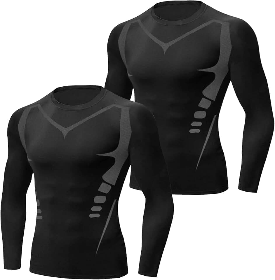 Terecey Kompressionsshirt Herren Langarm Funktionsshirt Schnelltrocknendes und Atmungsaktiv Kompressions Oberteil Laufshirt Herren zum Training Laufen Radfahren Gym