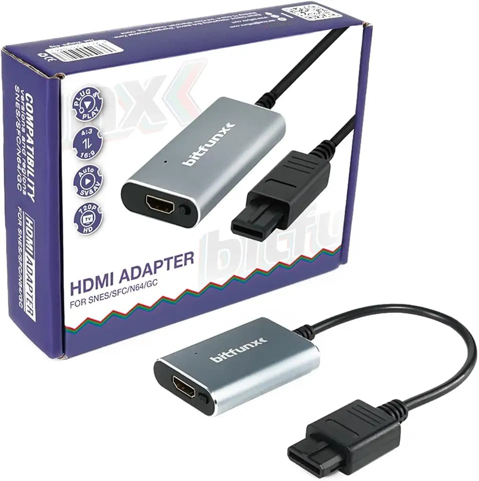 BITFUNX N64/NGC/SNES to HDMI™ Adapter, for Gamecube N64 SNES SFC (4-in-1)