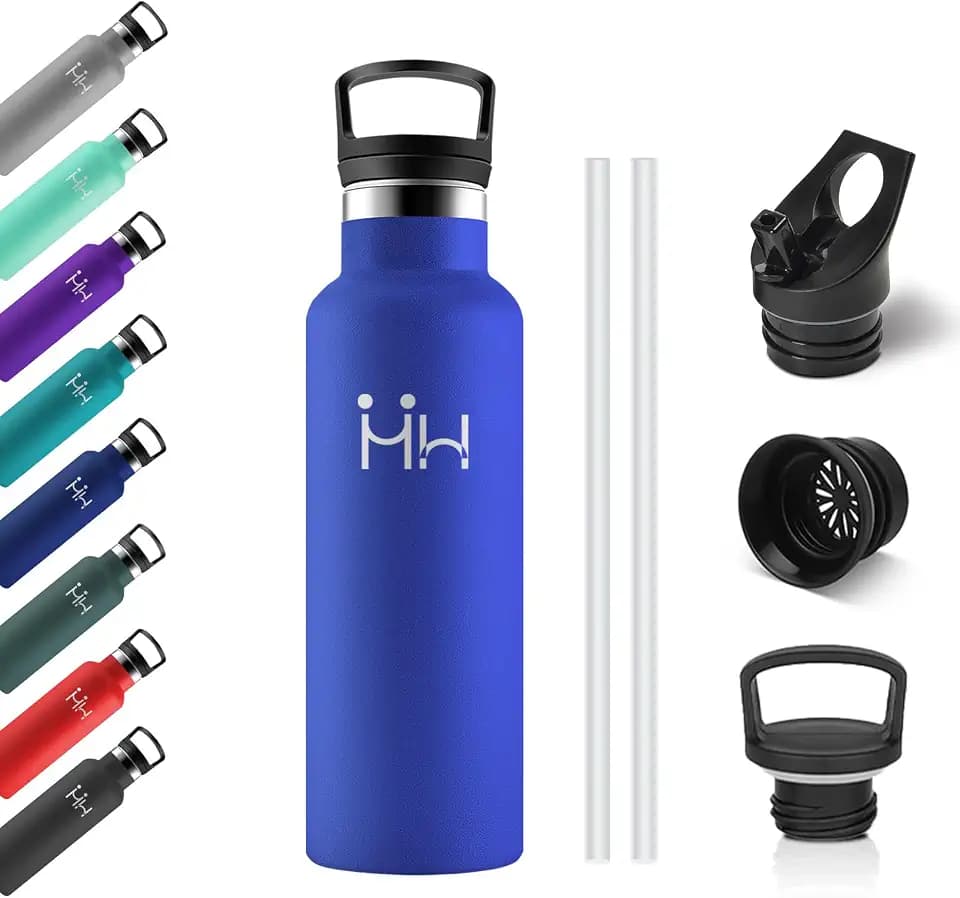 Thermosflasche 500ml, Wasserflasche Kohlensäure Geeignet, Auslaufsicher, Trinkflasche Kinder mit Strohhalm, BPA-frei, Doppelwandige Vakuumisolierte, Isolierflasche für Schule, Reisen, Camping, Büro