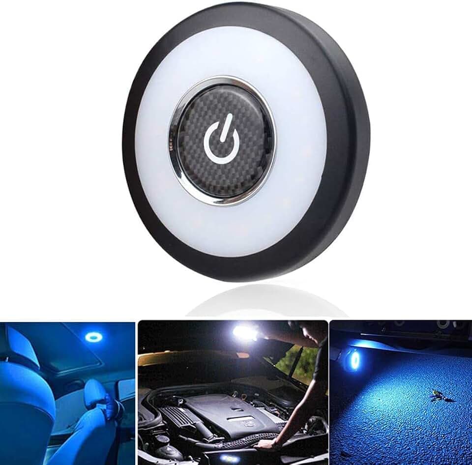 3 Farbe Auto LED Nachtlicht Kofferraum Lichte CAR Deckenleuchte Leselampe | Magnetisch Dimmbar USB wiederaufladbar Licht für Car/Schrank/Wand/Lager/Wohnwagen/Zimmer (Weiss/Kalt Weiss/Blau)