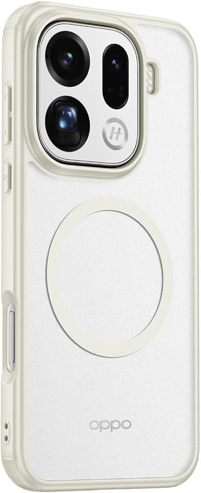 GIOPUEY Magnetische Handyhülle für Oppo Find X9 Pro Hülle, Case Kompatibel mit MagSafe, Matte PC Zurück + TPU Bumper Stoßfeste Schutzhülle - Beige