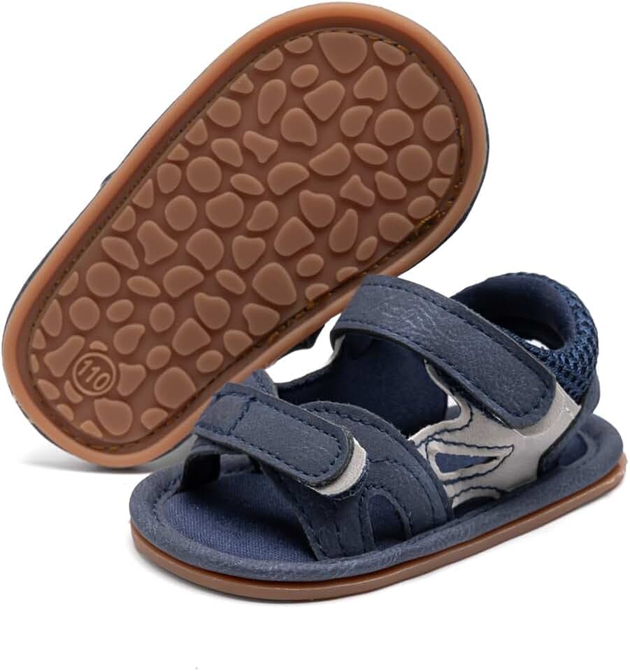 Babelvit Baby Boy Girl Summer Sandals Double Adjustable Strap Lightweight Outdoor Casual Beach Shoes Non Slip Rubber Sole Infant Toddler First Walking Shoes 0-18 Months