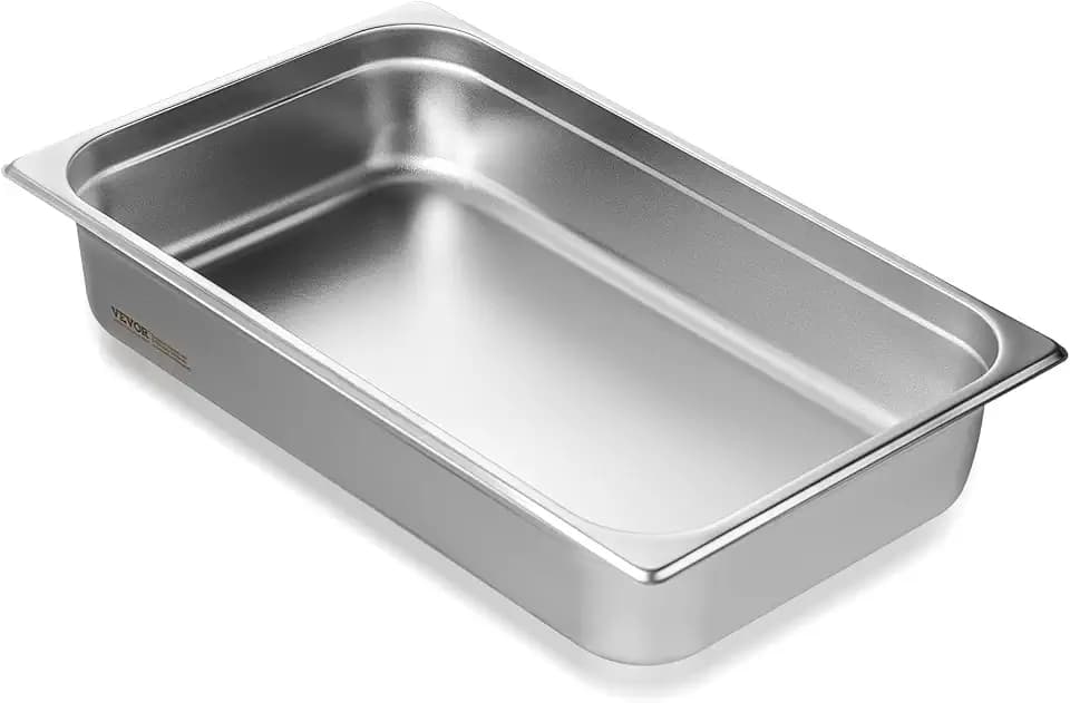 VEVOR 1/1 Gastronormbehälter, Edelstahl Behälter 1 Stk. 53 x 32 x 10 cm Speisebehälter, kommerzieller 13,9 L Dampfpfanne Warmhaltebehälter für Speisen, Buffet Catering