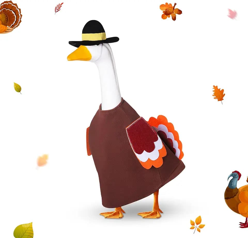 Dansydaisy Halloween Goose Outfit Brown Turkey, 17" Cement Lawn Decor