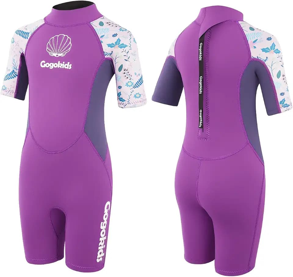 Gogokids Shorty Neoprenanzug Kinder, 2,5mm Neoprenanzüge Rückenreißverschluss Kleinkinder Kurze Nassanzüge, Komfort & Wärme für Schwimmen, Schnorcheln und Surfen, Alter 2-8