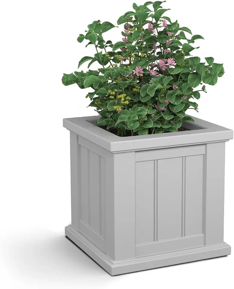 Mayne Cape Cod 14in Self-Watering Square Planter, White