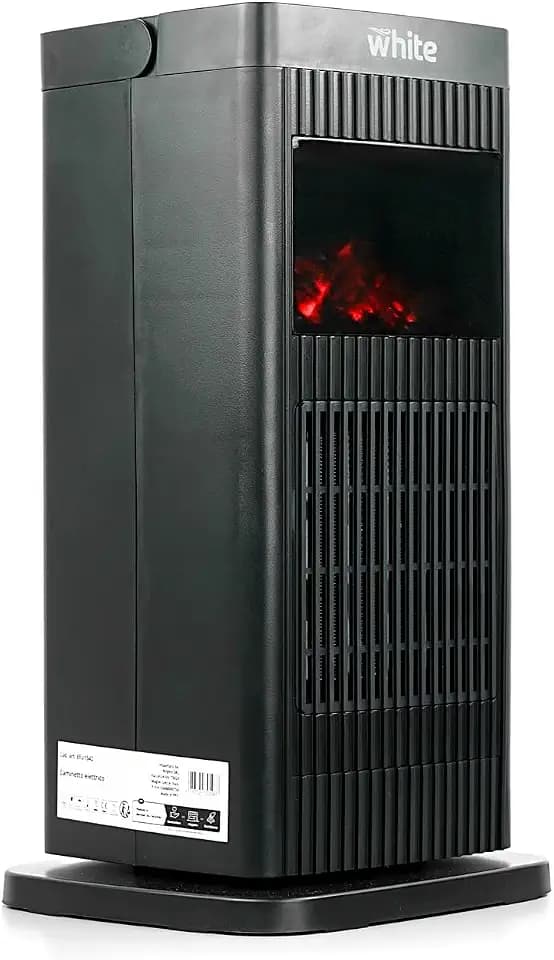 White - Elektroherd, geringer Energieverbrauch, 230 V, Elektroheizung mit LED-Licht, Flammeneffekt 3D, elektrische Heizung, einstellbare Leistung 900-1500 W