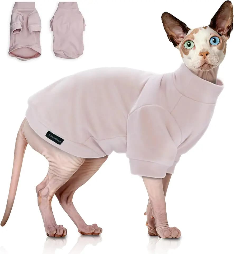 Sphynx Cat Sweater Soft Warm Long Sleeve Fleece for Cats&Small Dogs
