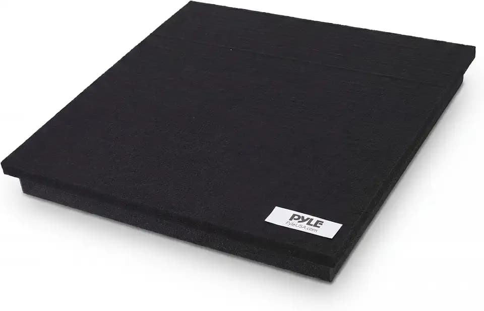 Sound Dampening Speaker Riser Foam - 15” x 15” Audio Acoustic Noise Isolation Platform Pads Recoil Stabilizer w/Rubber Base Pad For Studio Monitor, Subwoofer, Loud Speakers