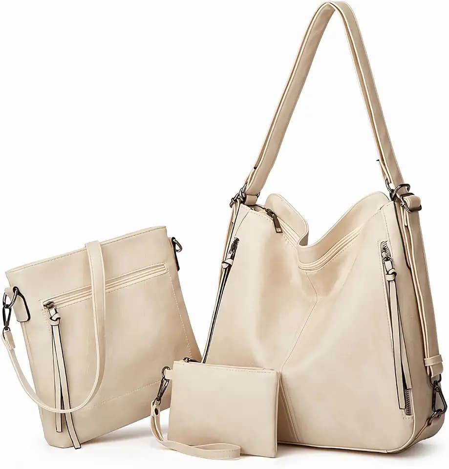PU Leather Purses ​3PCS, Hobo Crossbody Bags Set for Women, 3 in 1 Convertible Backpack for Ladies Shoulder Bags satchel Bags