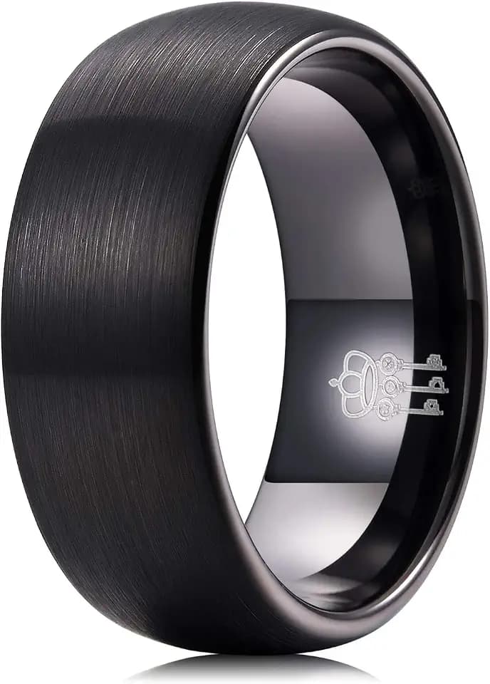 Three Keys Jewelry Hochzeitsbänder für Damen, 4 mm, 6 mm, 8 mm, schwarzer Wolfram-gebürsteter Wikinger-Carbide-Ring, mit Infinity-Infinity-Ring, einzigartig für Sie, 11.5, Wolfram, Kein Edelstein
