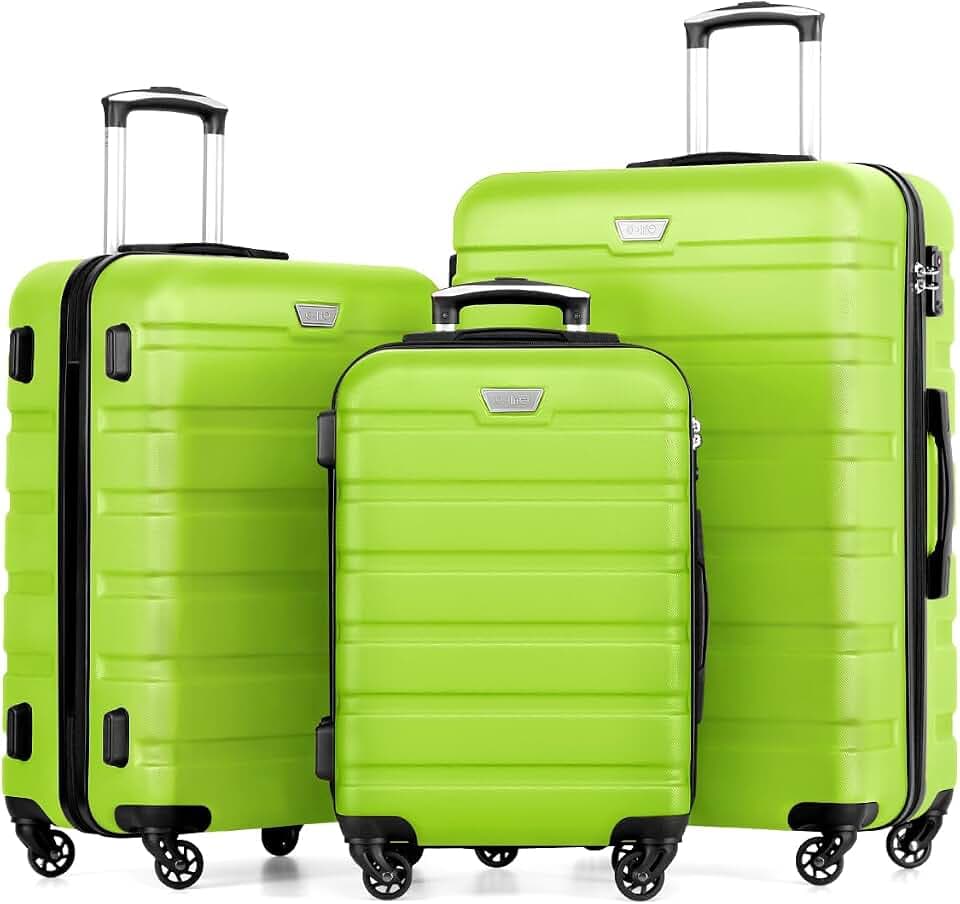 COOLIFE 3-Teiliges Kofferset für Familienreisen, M+L+XL, ABS+PC,Hartschale