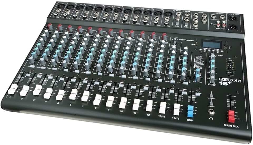 STUDIOMASTER CLUBXS16 CLUB XS16 Plus 12-Channel 12-Input Mixer Portable Compact Mixing Console with USB, Bluetooth, In Built DSP Effect