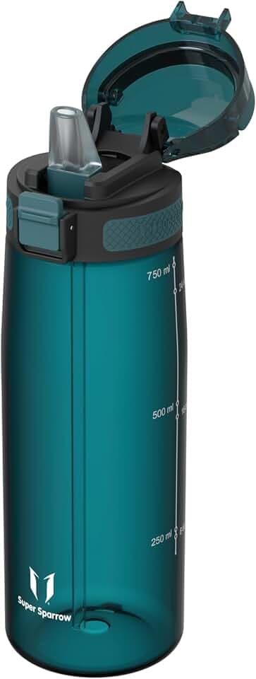 Sparrow Trinkflasche mit Strohhalm - Tritan Wasserflasche 500ml, 750ml, 1L