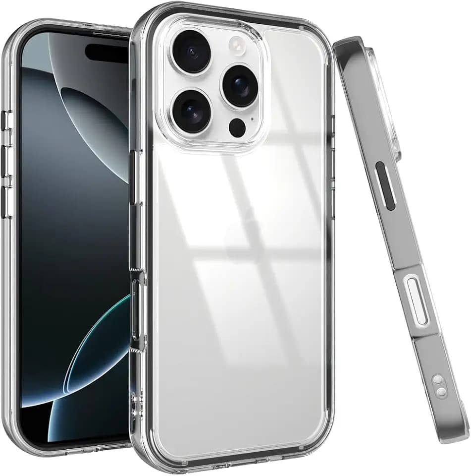 Puxicu Acrylic 2 in 1 for iPhone 14 Pro Case，Anti-Yellowing, Military-Grade Protection, Drop Shockproof Slim Phone Cover for iPhone 14 Pro 6.1", Clear+Black