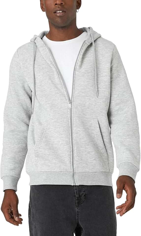 Zukela Solid Mens Full Zipper Hoodie Fleece Lined Warm Jacket M-3XL