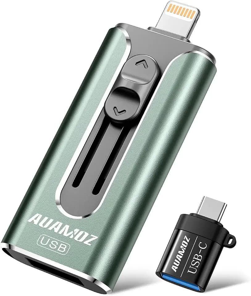 256GB Flash Drive for iPhone Photo Stick USB Memory Stick, Portable Thumb Drive for Photo Video Storage and Transfer, Compatible with iPhone, iPad, Android, PC (Green)