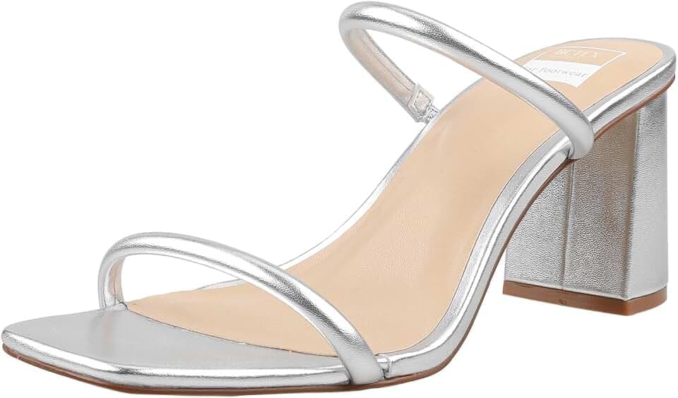 BCTEX Women's High Heeled Sandal Square Toe with Two Strap