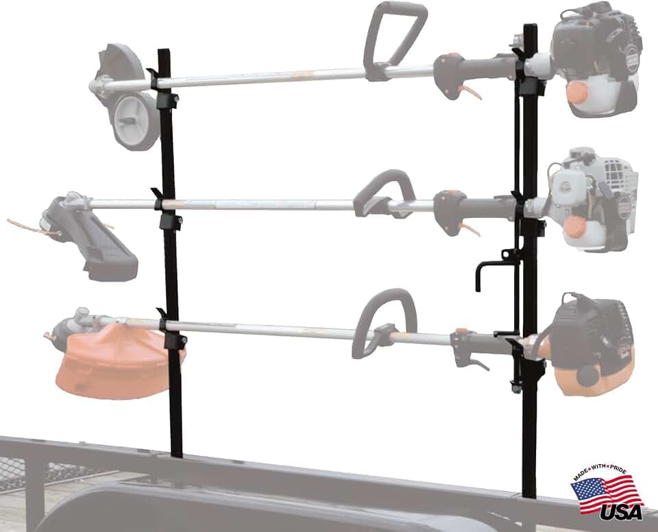 Buyers Products LT10 Landscape Trailer Trimmer Rack, Holds 3 Weed Eaters, Made in the USA, Trimmer Rack For Open Landscape Trailers, Lawn Care Accessories, Lawn Equipment & Landscape Tools