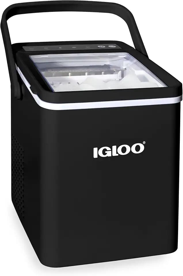 Igloo Premium Self-Cleaning Countertop Ice Maker Machine, Handled Portable Ice Maker, Produces 26 lbs. in 24 hrs. with Ice Cubes Ready in 6-8 Minutes, Comes with Ice Scoop and Basket
