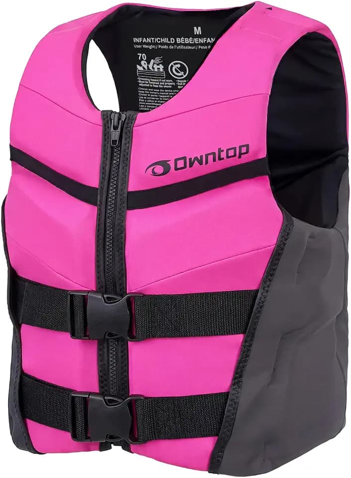 Owntop Swim Vest Youth Kids | Lightweight & Quick-Dry | Adjustable Buckles & Zipper | Kayak, Swimming Training, Boating - Watersports | Fit for 50-125 lbs