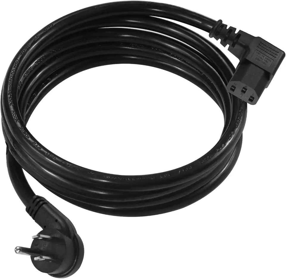 6FT Replacement Computer Monitor Power Cord - Low Profile Flat Plug NEMA 5-15P to Right Angle C13 Power Cord, 13A 125V, 16AWG, Black Replacement Printer/TV/PC 3 Prong AC Power Cord