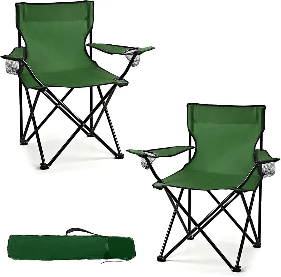 WEIDIORME 2 Pack Lightweight Camping Chairs for Adults & Teens, Capacity Foldable Portable Chairs with Carry Bag, Compact Design for Camping, Beach, Picnics, and Outdoor Events